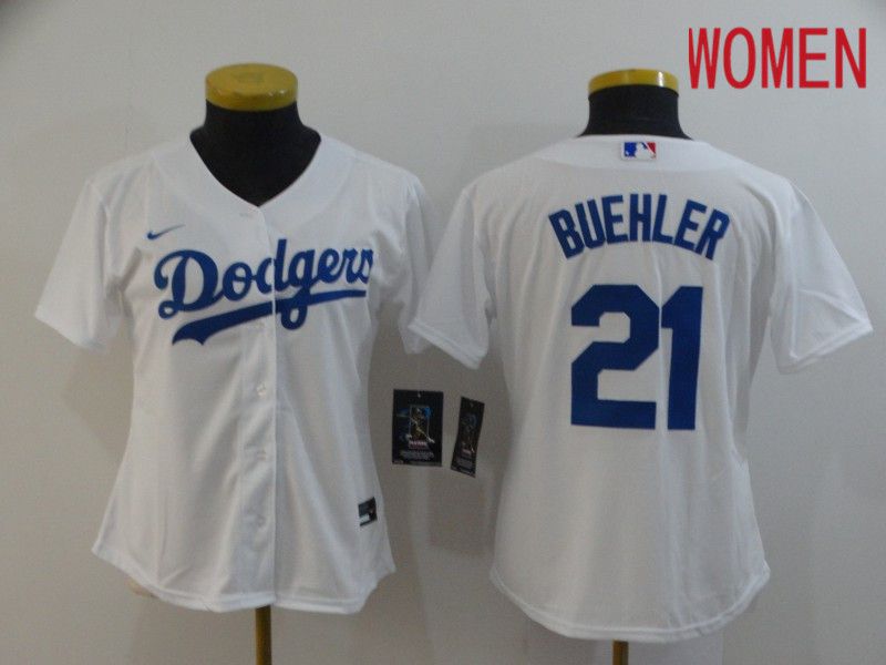 Women Los Angeles Dodgers #21 Buehler White Nike Game MLB Jerseys->houston astros->MLB Jersey